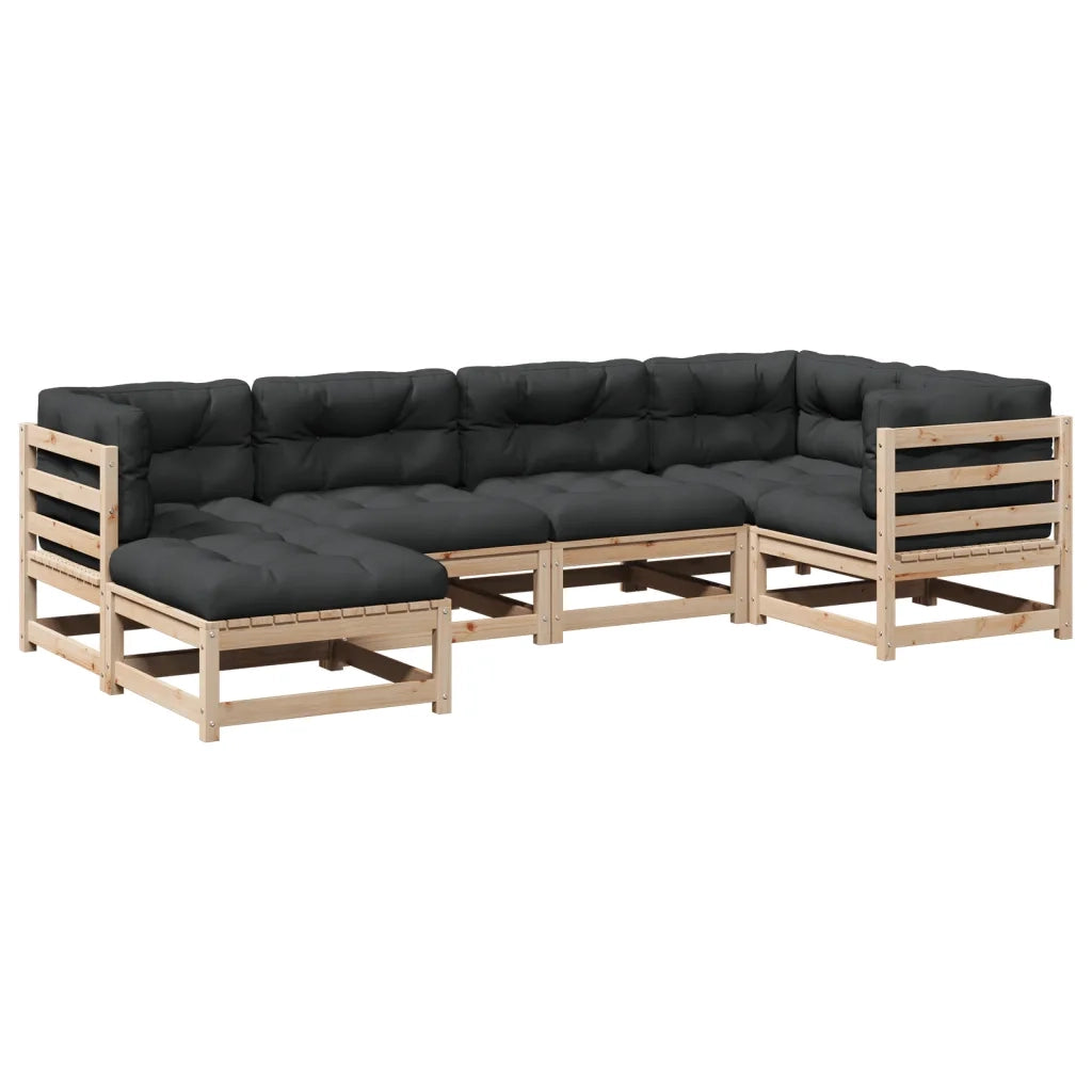 Set Divani Giardino 6 pz con Cuscini in Legno Massello di Pino 3299523