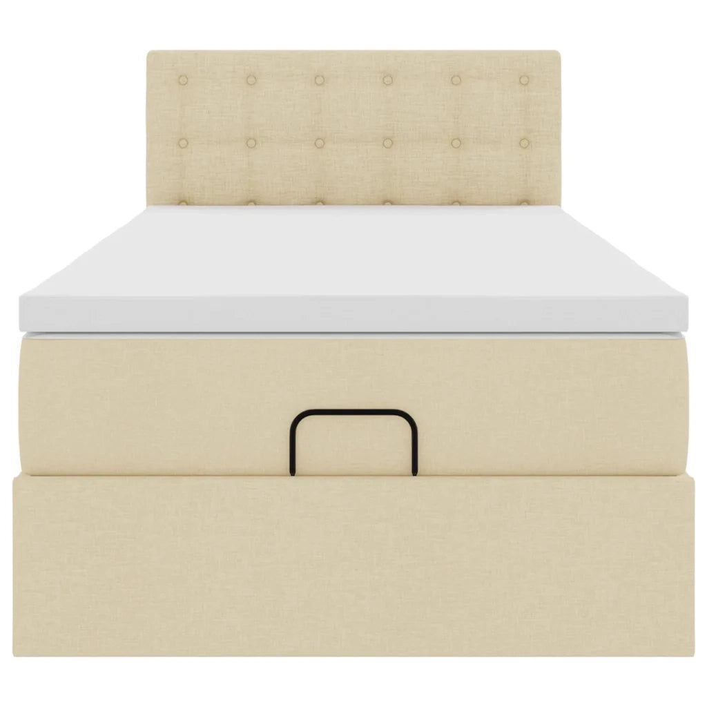 Pouf Letto con Materasso Crema 100x200 cm in Tessuto 3311606