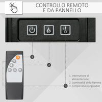 Camino Elettrico da Terra 1800W con Effetto Fiamma Telecomando e Timer Bianco