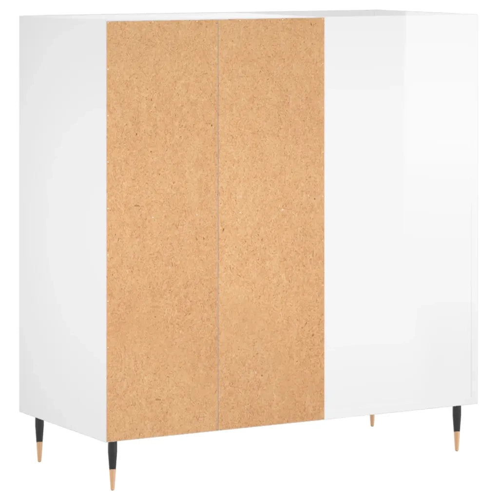 Mobile classico per dischi in vinile 84,5 x 38 x 89 cm stile industriale realizzato in legno composito bianco lucido 02_0049161