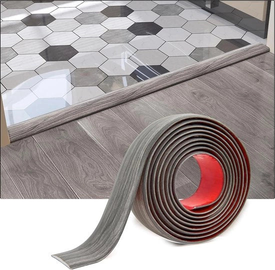 Strisce di transizione per pavimenti in vinil - Strisce di pavimentazione in lamina - Strisce di separazione per pavimenti - Collegate i fori nel pavimento - Strisce di transizione per pavimenti in tappeto - Grigio - 122x4x03cm