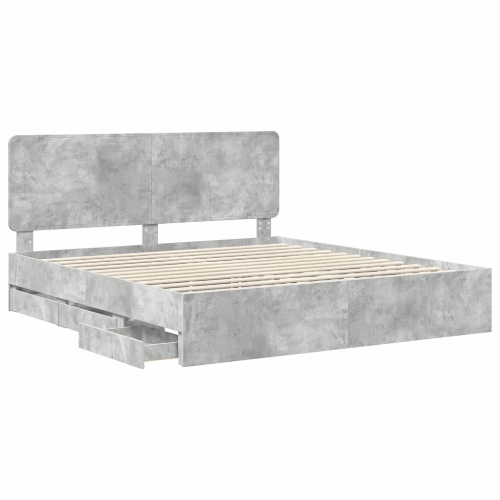 Struttura del letto con cassetto Grigio cemento 200 x 200 cm
