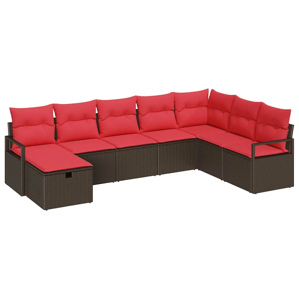 Set di divani con cuscino 8 pcs Marrone polyrattan