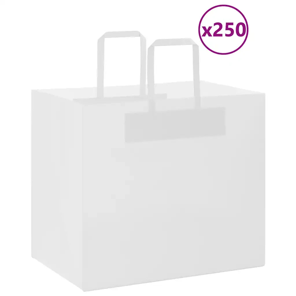 Sacchetti di Carta 250 pz con Manici Bianchi 32x22x28 cm