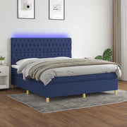 Letto a Molle con Materasso e LED Blu 180x200 cm in Tessuto 3135699