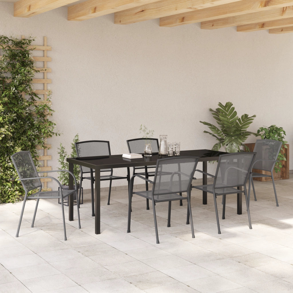 Set da Pranzo da Giardino 7 Pezzi Antracite Acciaio