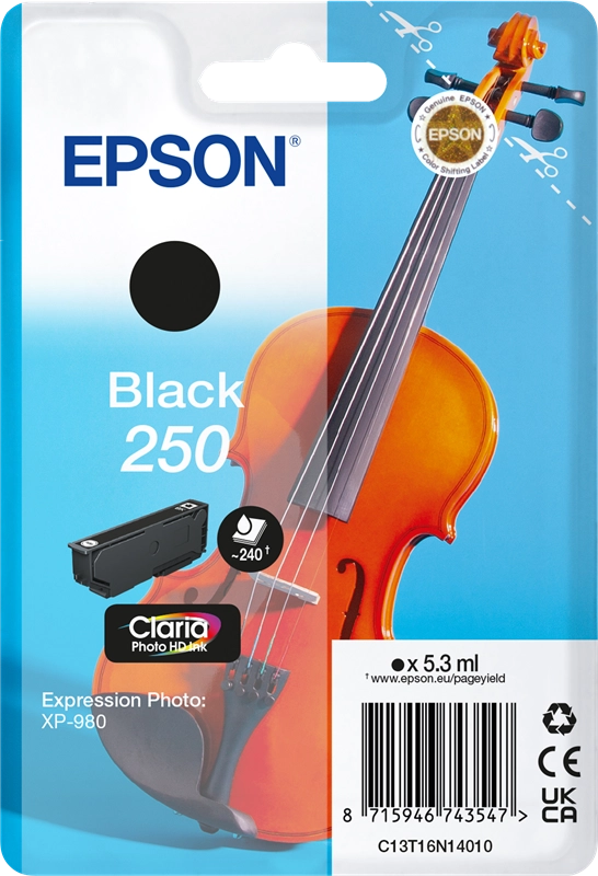 Epson 250 Violin Claria Photo HD cartuccia d'inchiostro 1 pz Originale Nero