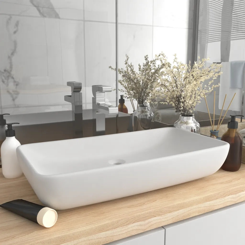 Lavandino Luxury Rettangolare Bianco Opaco 71x38cm Ceramica CFW4784710