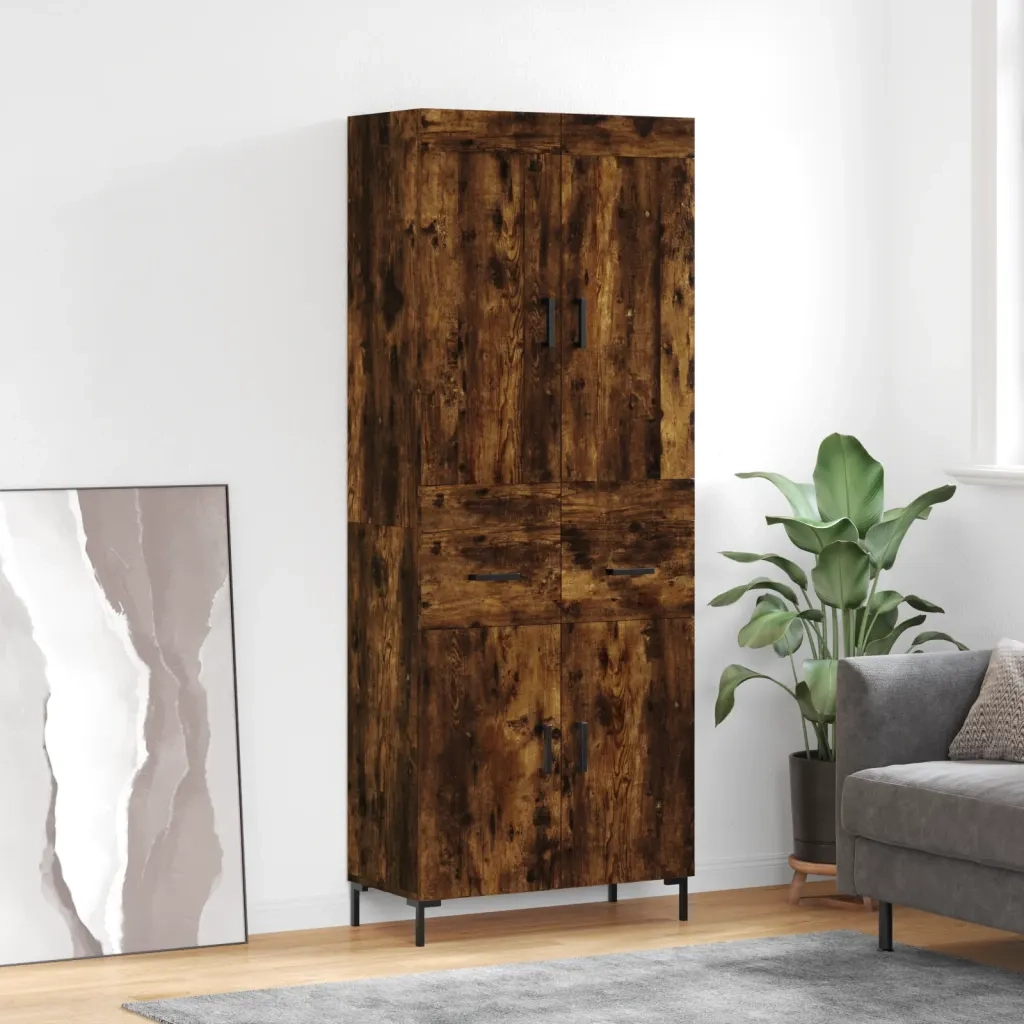 Credenza | Madia | Buffet da pranzo | Armadio da pranzo Rovere Fumo 69,5x34x180 cm in Legno Multistrato