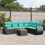 Set Divani da Giardino 7 pz con Cuscini Nero in Polyrattan 3225021
