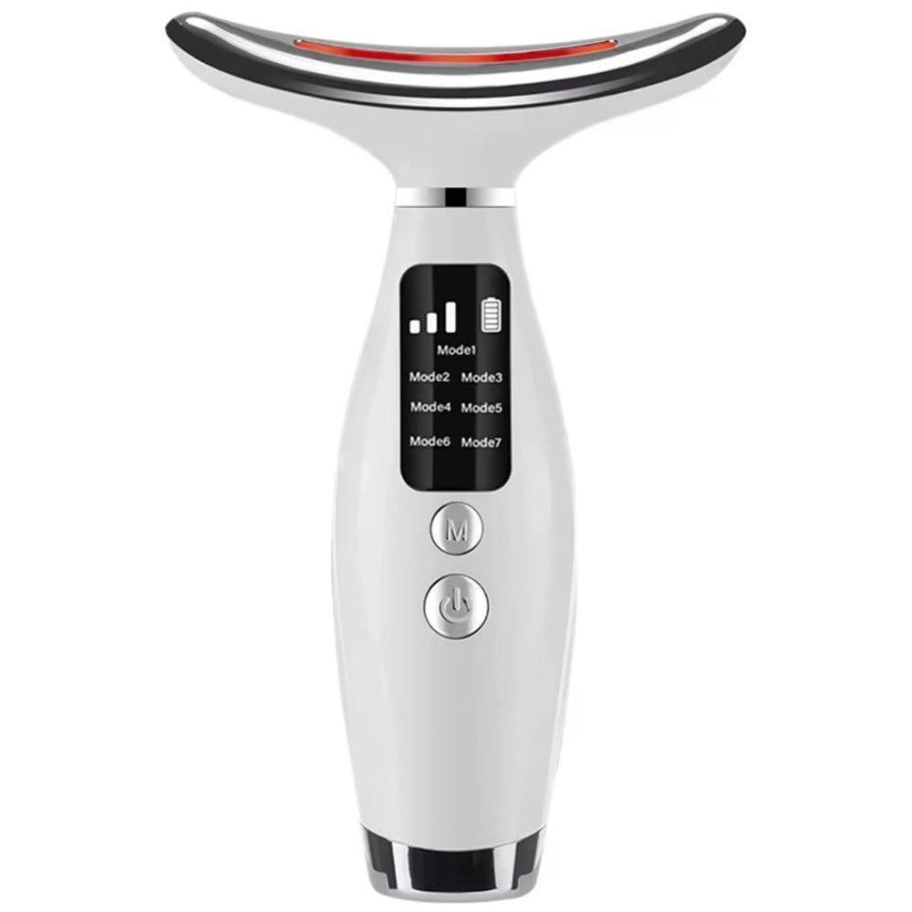 Trade Shop - Massaggiatore Viso Collo Lifting Elettrico Antirughe Dispositivo Bellezza Led Ems Gua Sha -