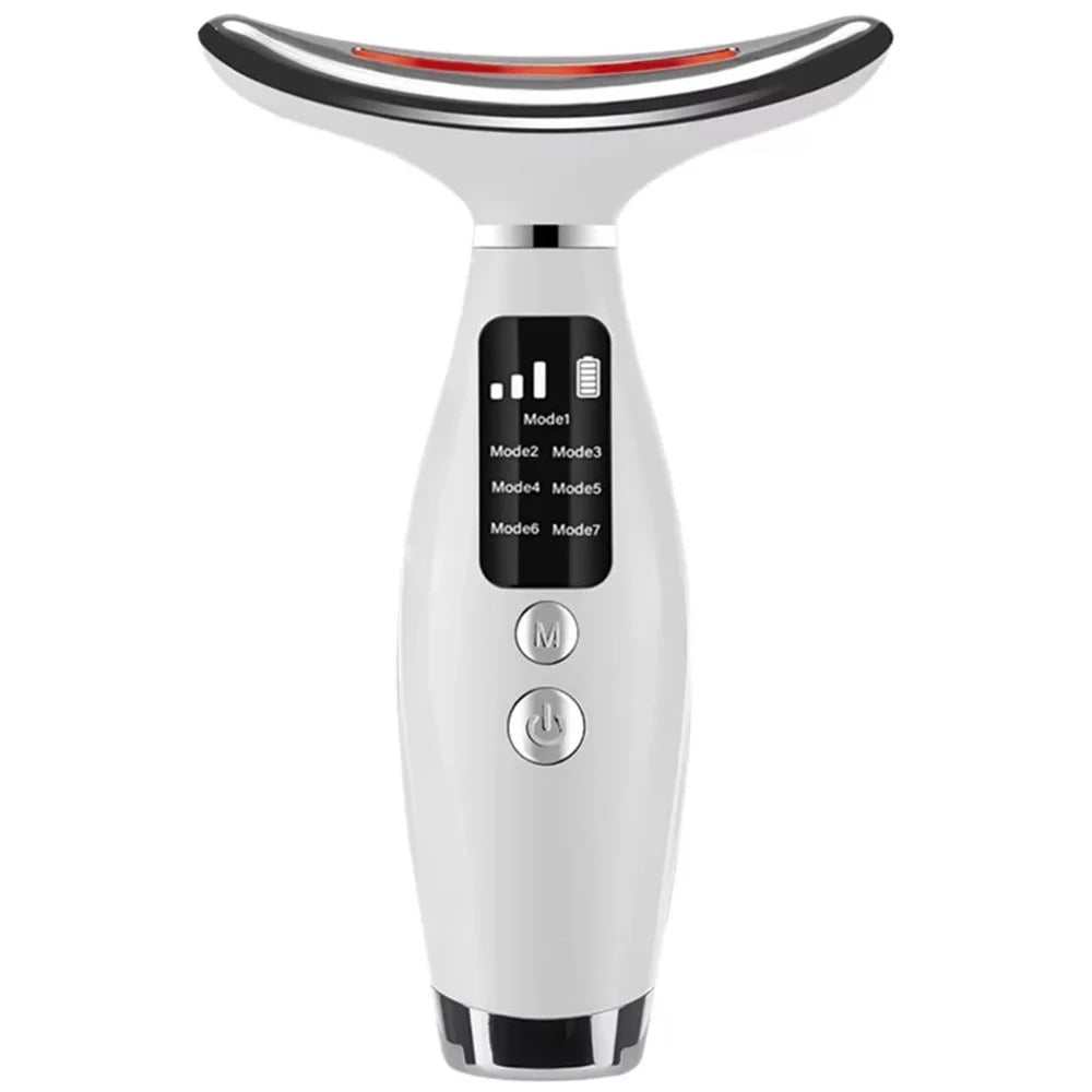 Trade Shop - Massaggiatore Viso Collo Lifting Elettrico Antirughe Dispositivo Bellezza Led Ems Gua Sha -