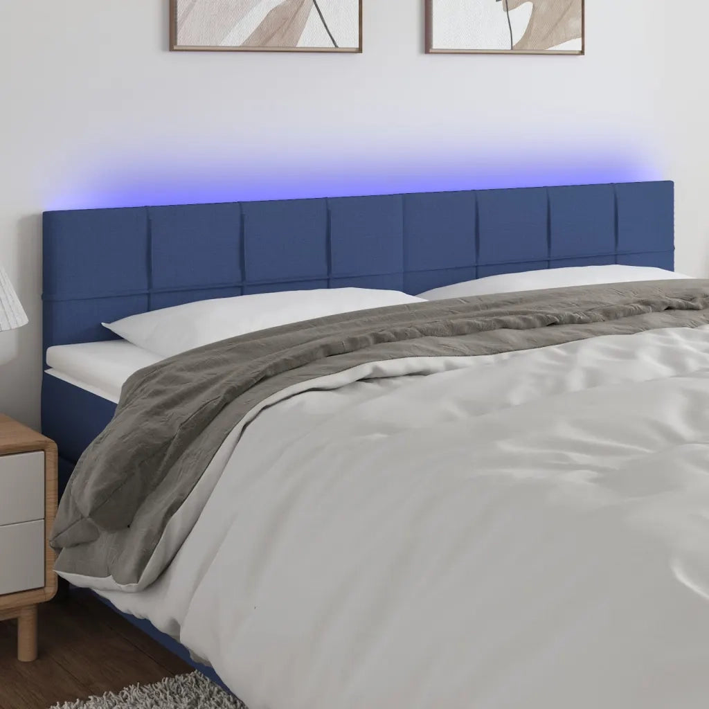 Testiera | Testata a LED Blu 160x5x78/88 cm in Tessuto