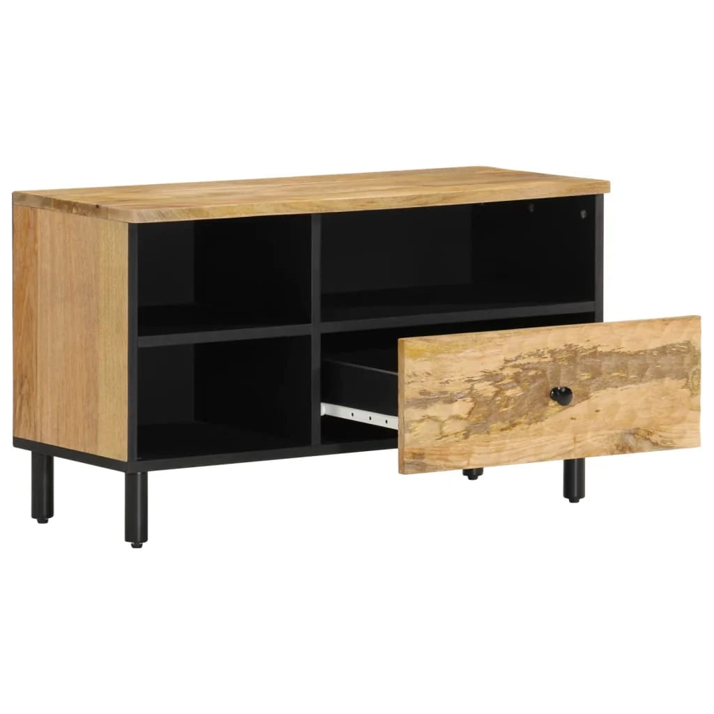 Mobile TV multimediale mensola TV credenza TV sala da pranzo soggiorno camera da letto 80 x 33 x 46 cm legno massello di mango marrone 02_0026247