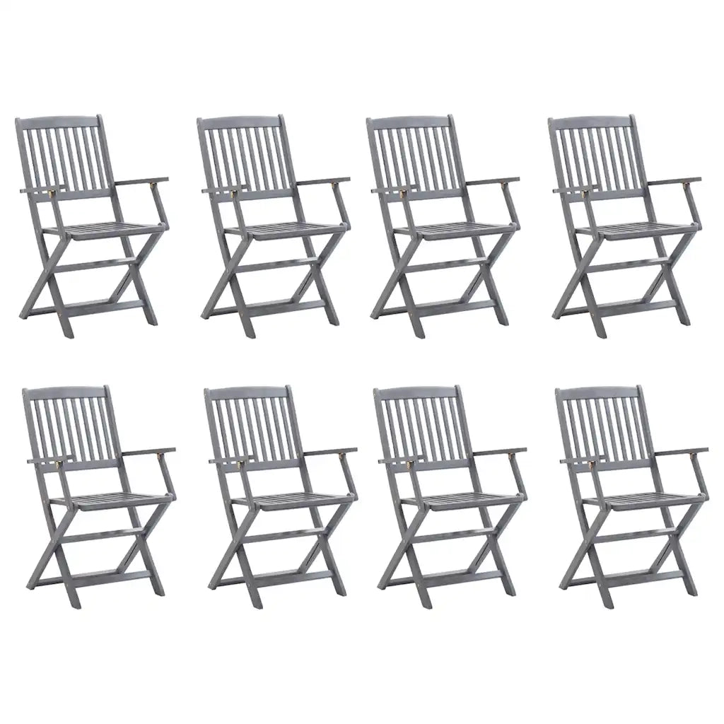 Sedie da Giardino Pieghevoli 8 pz con Cuscini Massello Acacia 3078262