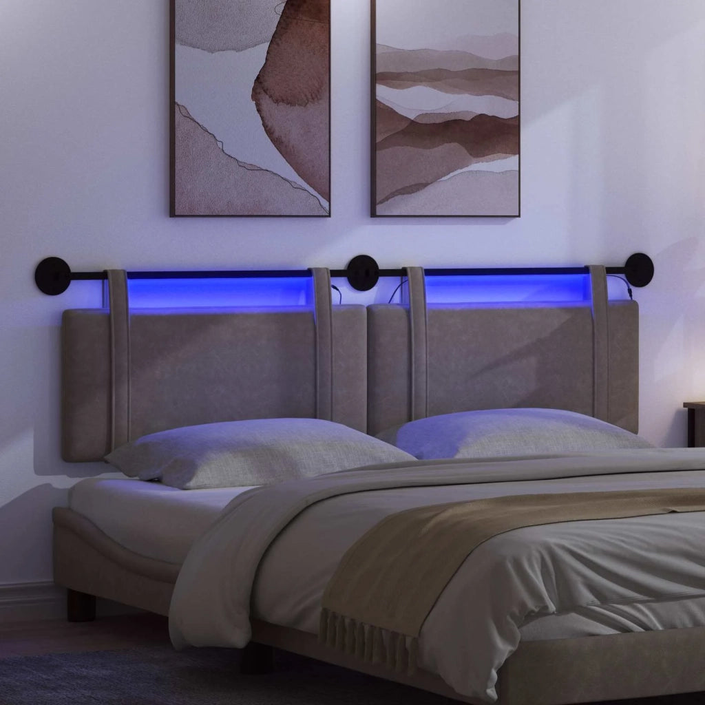 Testiera | Testata sospesa Con luce LED Grigio PU Antico