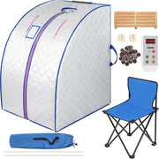 Sauna mobili - Infrarossa - Bagno termale - Sauna portatile - Tenda sauna - Incluso sedile pieghevole - Piatto riscaldamento pedi - Comando a distanza - Perdere peso in modo facile - 220V - Bianco