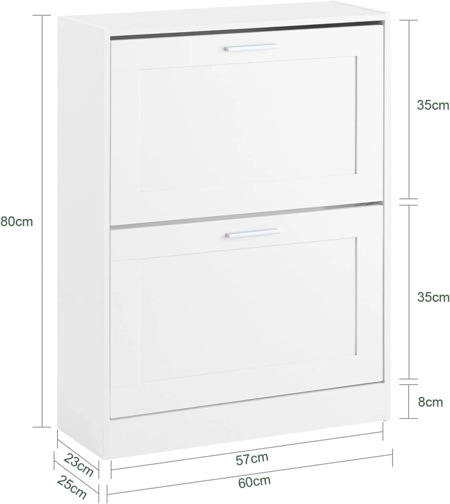 Scarpiera Salvaspazio Slim Scarpiera Ingresso a 2 Ribalte - Design Compatto Moderno + Capacità 12 Paia + Adatta a Corridoi Stretti - Bianco 60x25x80cm FSR137-W