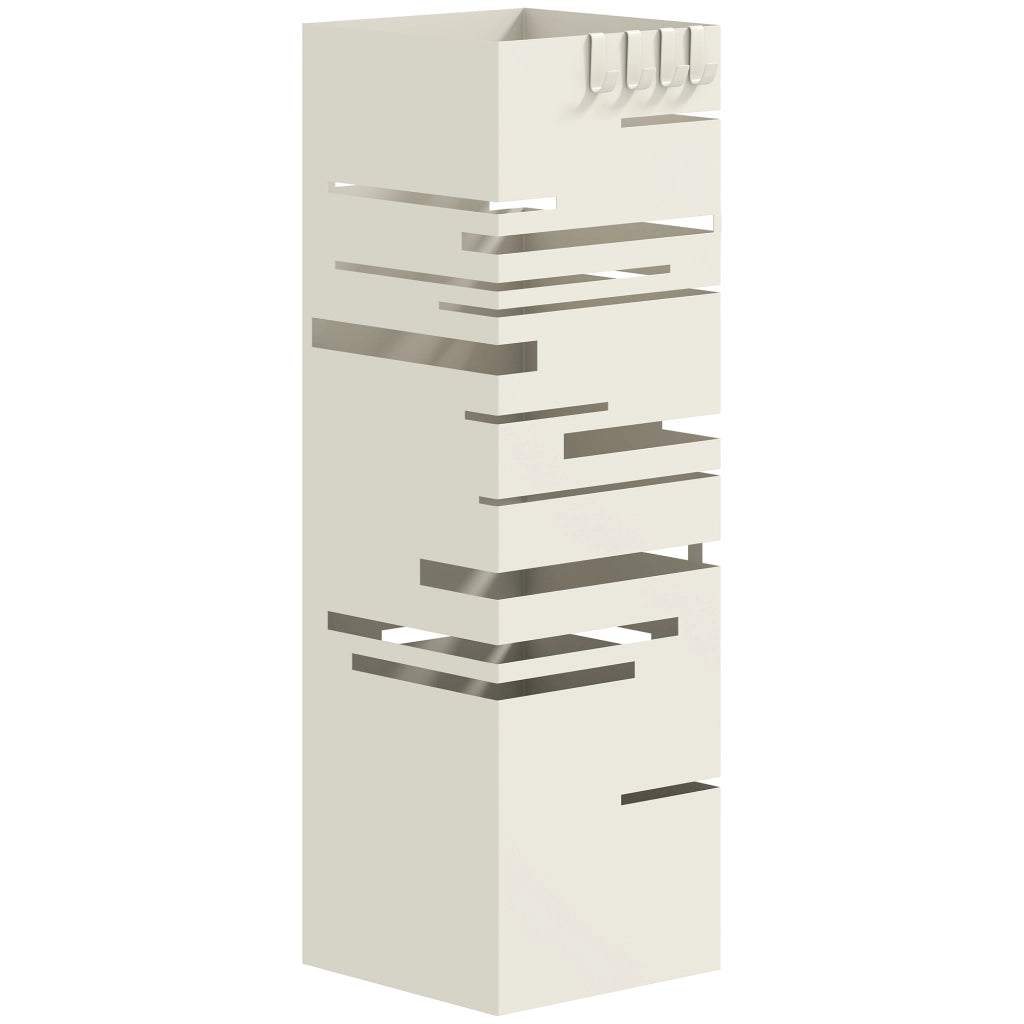 Portaombrelli con Vassoio e Ganci ¨C Minimal ¨C Beige 15.5x15.5x49 cm