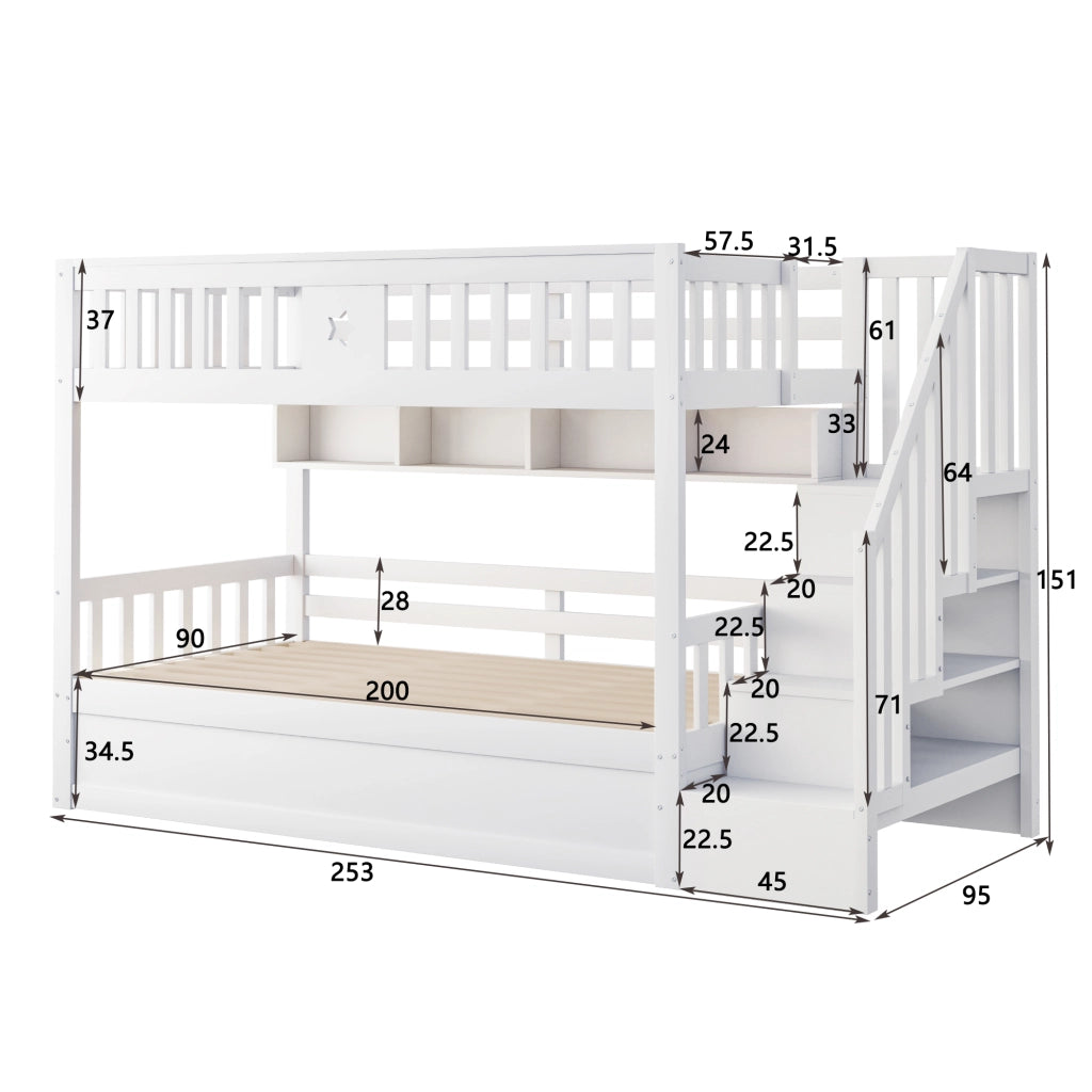 Letto a castello funzione contenitore legno 90x200 cm