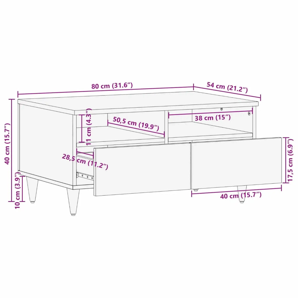 Tavolino da salotto con cassetto Multicolore 80 x 54 x 40 cm 4018713