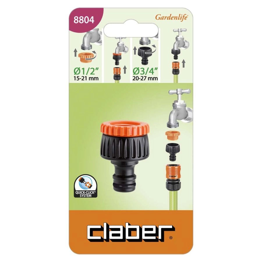 PRESA MULTIFILETTO DA RUBINETTO 3/4 E 1/2 POLLICE CLABER