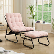 Poltrona Relax Reclinabile con Poggiapiedi ¨C Xylo ¨C Nero, Cuscino Rosa