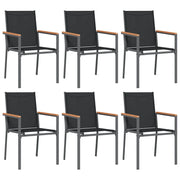 Sedie da Giardino 6 pz | Sedie da Esterno Nere 55x61,5x90 cm Textilene e Acciaio