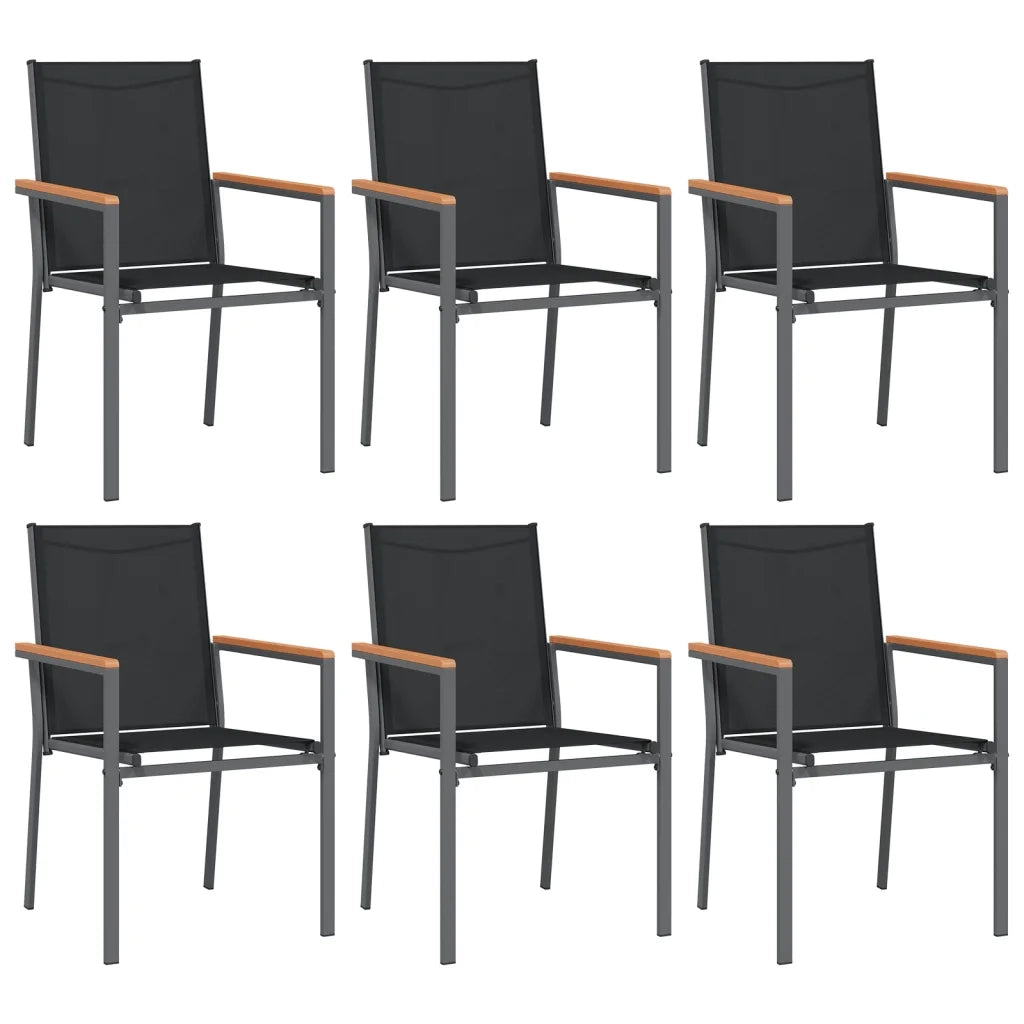 Sedie da Giardino 6 pz | Sedie da Esterno Nere 55x61,5x90 cm Textilene e Acciaio