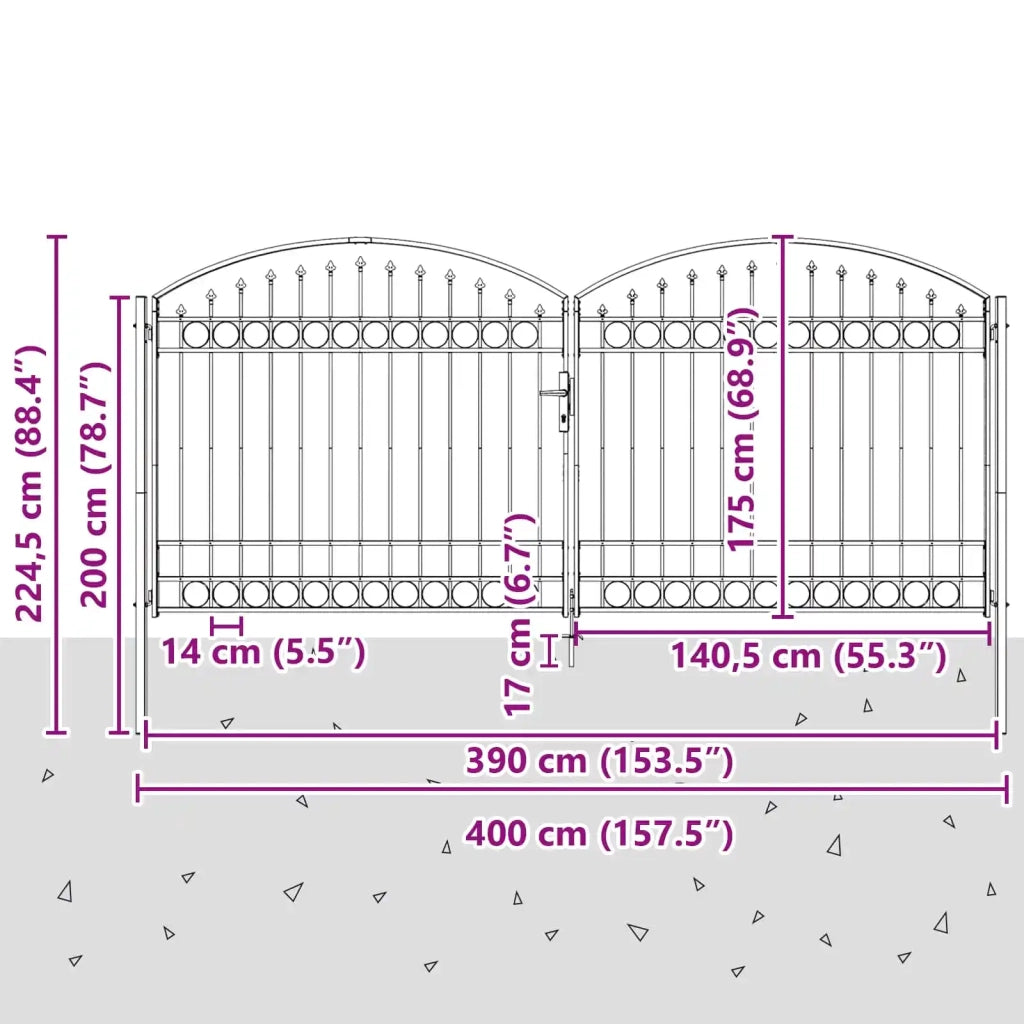 Cancello per recinzione Grigio 301 x 224.5 cm Acciaio 42008944