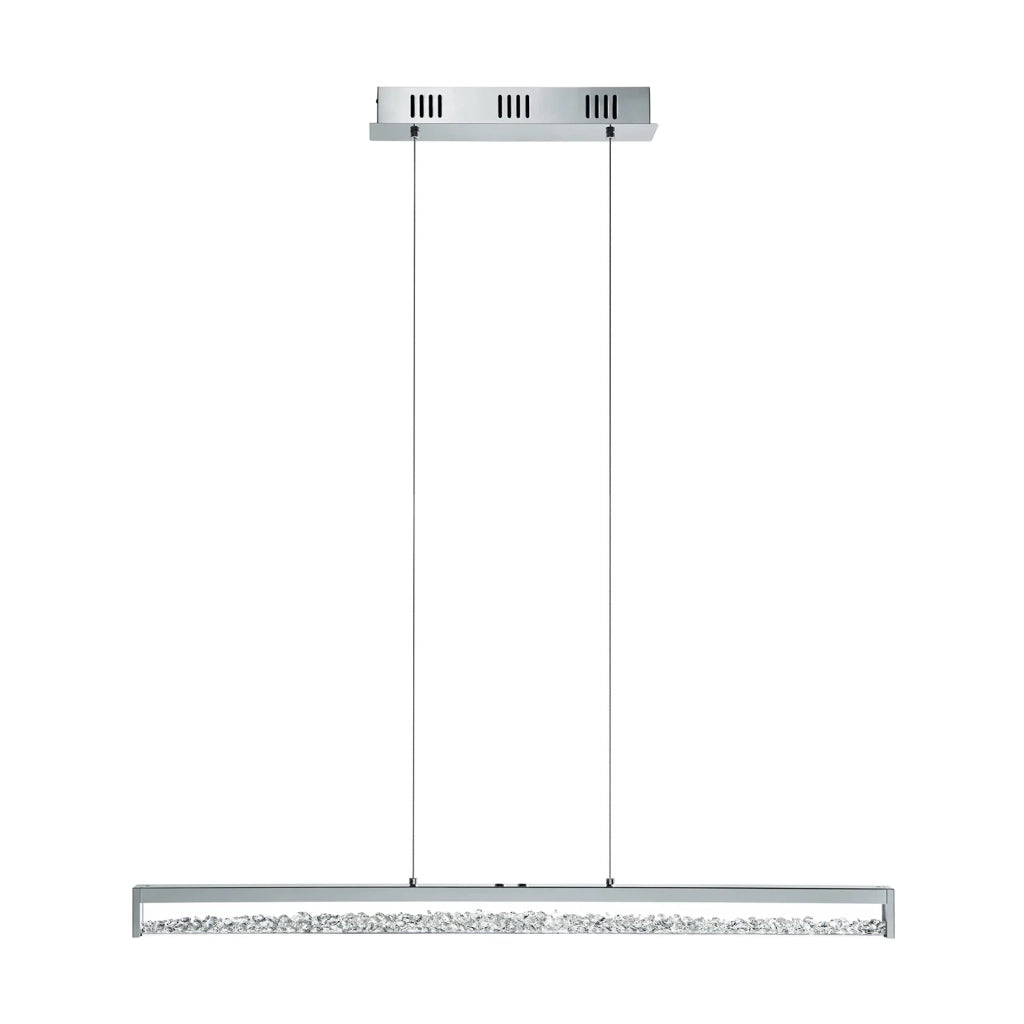 Lampadario A Sospensione Moderno Cardito 1 Alluminio Cromo Vetro 6 Luci Led 6W
