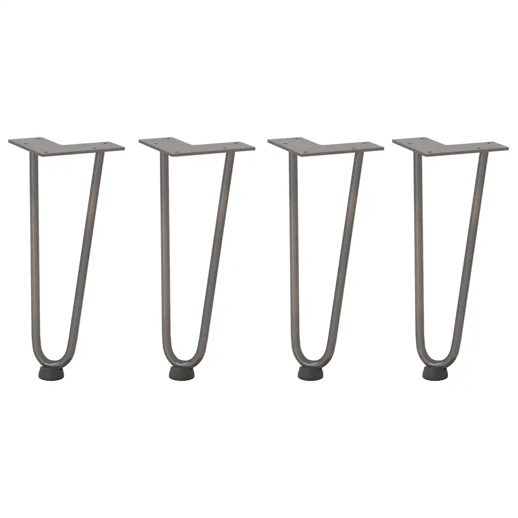 Gambe a forcina per tavolino 4 pz in acciaio naturale 30 cm in acciaio massiccio 4012419