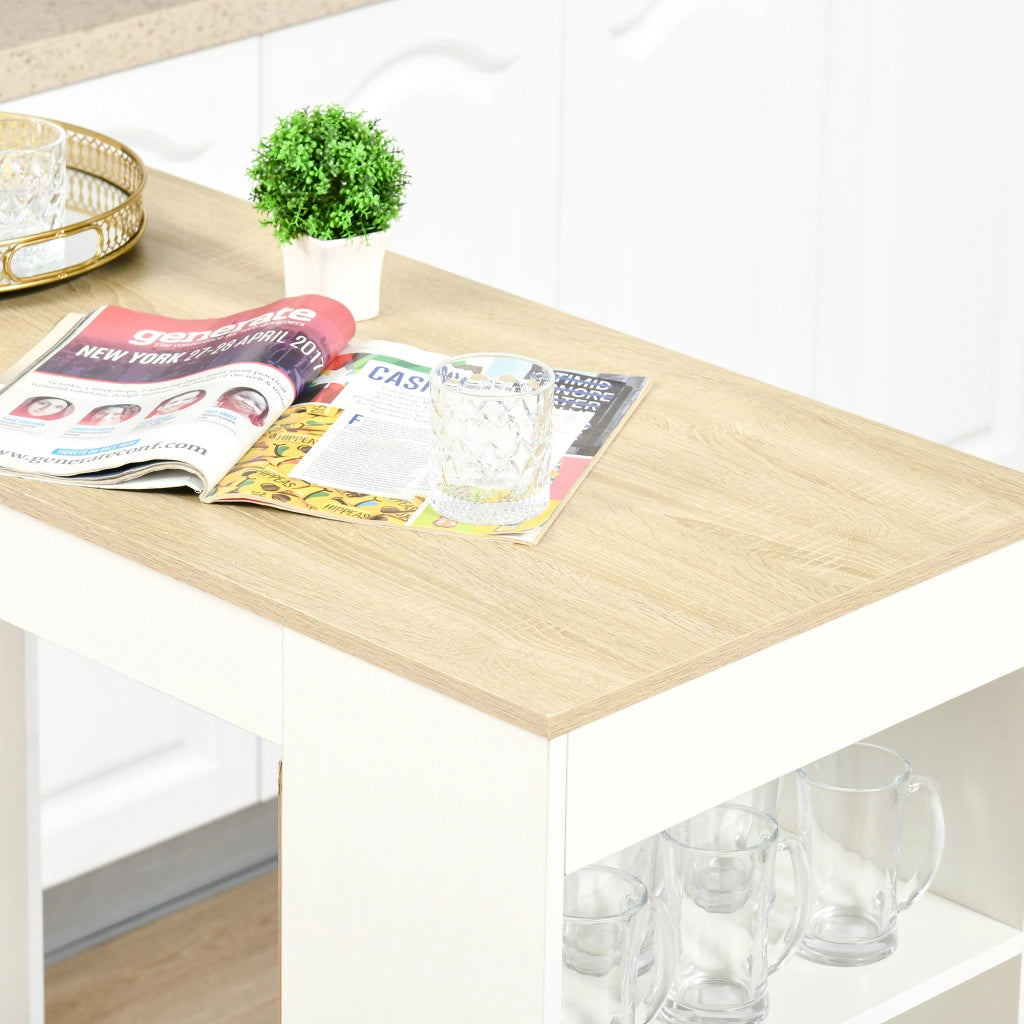 Tavolo da bar per 2 persone con scaffali ¨C zephmum ¨C bianco e legno naturale 115x50x102.7cm