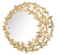Specchio Glam Butterfly Wind Ø81,5x3,5 Misura Specchio Ø55 cm in Ferro Oro