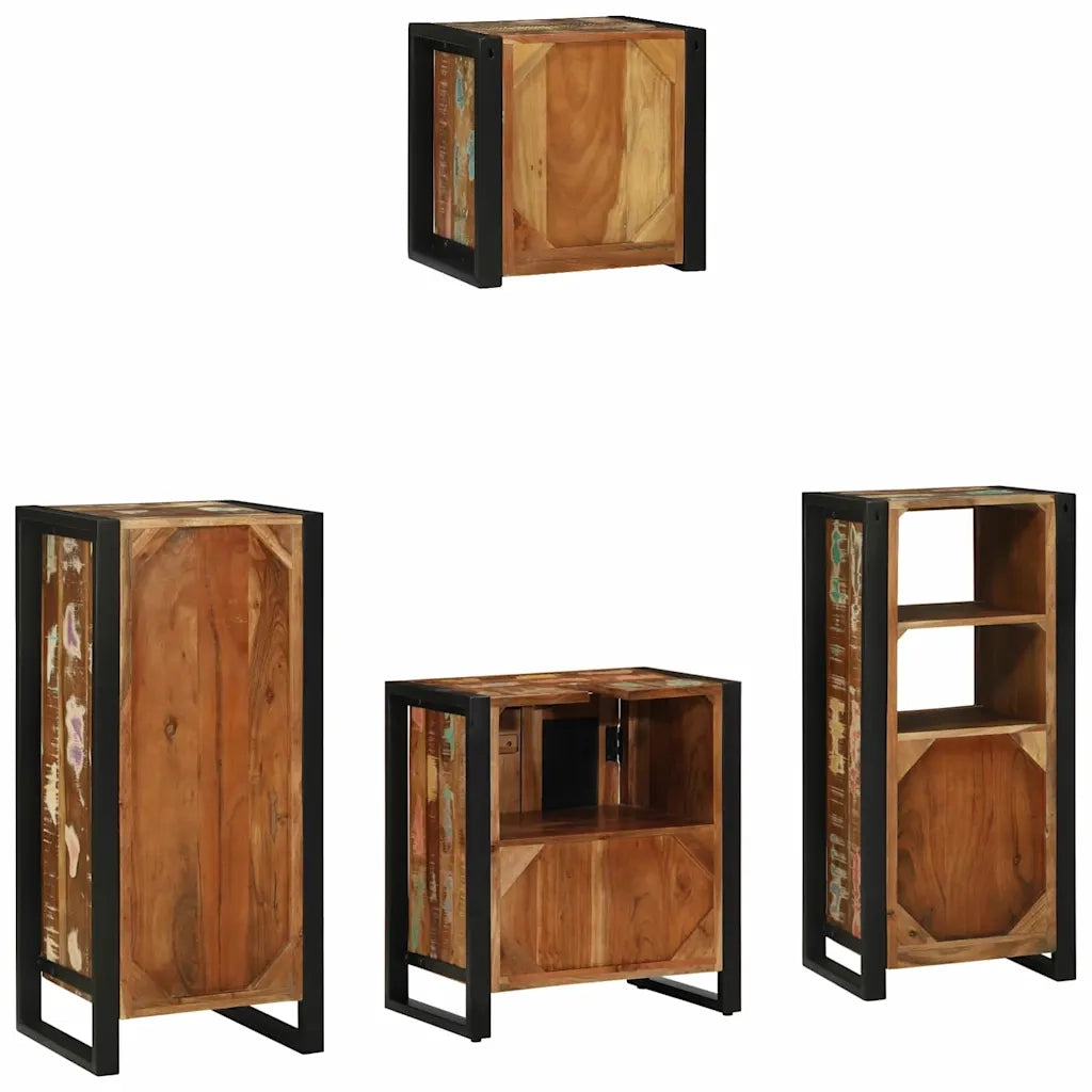 vidaXL Set di mobili per il bagno 4 pcs Legno massello riciclato