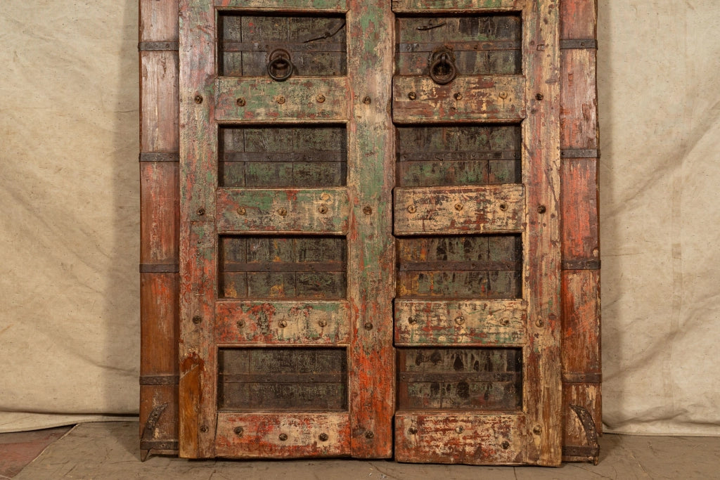 Biscottini Porta portone in legno massello e ferro da interno o da esterno vecchia e antica medievale scorrevole