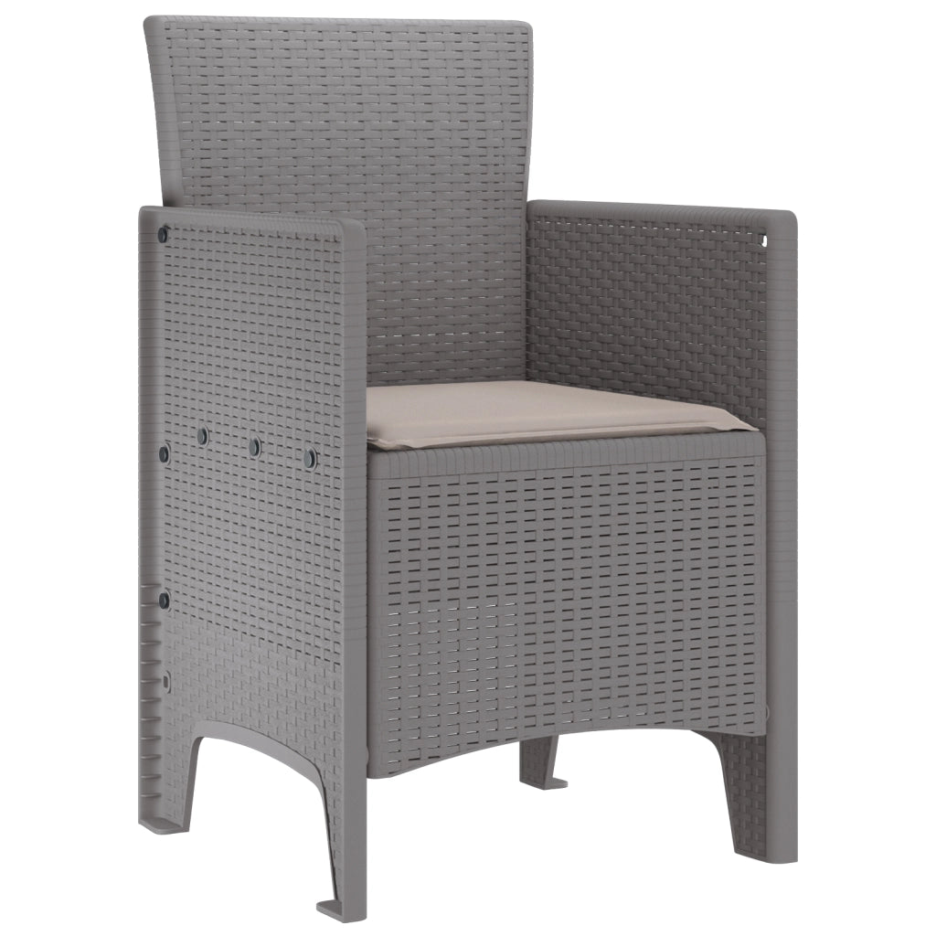 Sedie da Giardino con Cuscini 2 pz Grigio Chiaro Polyrattan