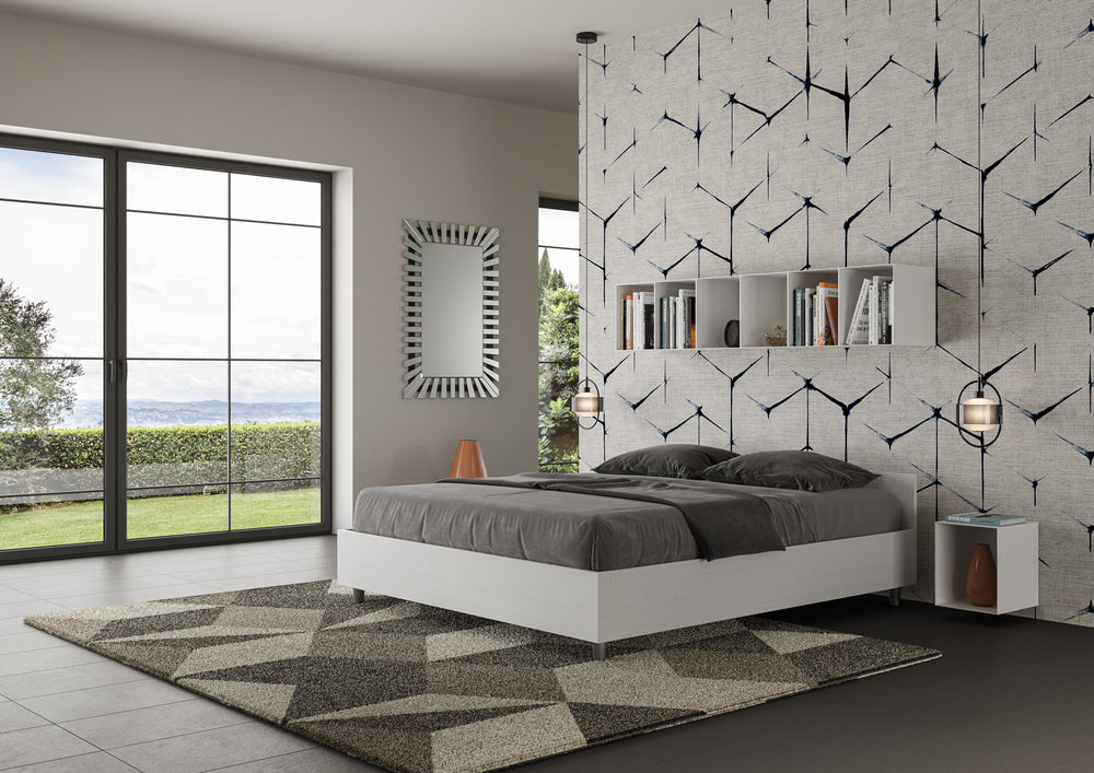 Letto Matrimoniale 160x190 cm con Rete Nuamo Frassino Bianco