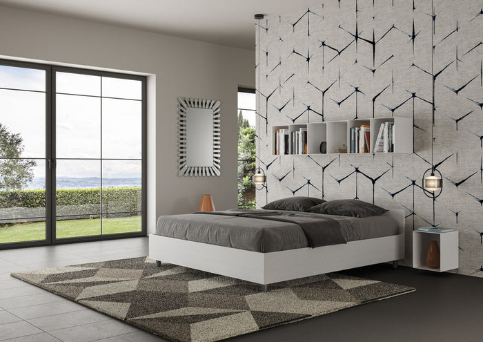 Letto Matrimoniale 160x190 cm con Rete Nuamo Frassino Bianco