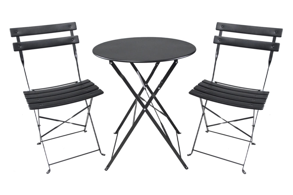 Set tavolo e sedie da giardino pieghevoli nero – Positano TRSP10PO