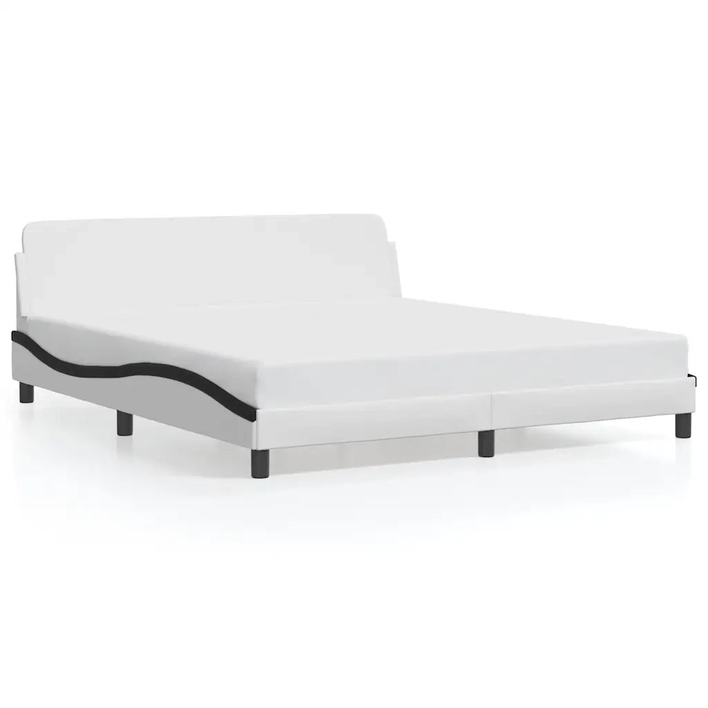 Giroletto-Struttura Letto Dover Bianco e Nero 180x200 cm in Similpelle