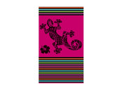 Telo Mare Jacquard In Spugna Disegno Geko Multistripe Colore Fucsia