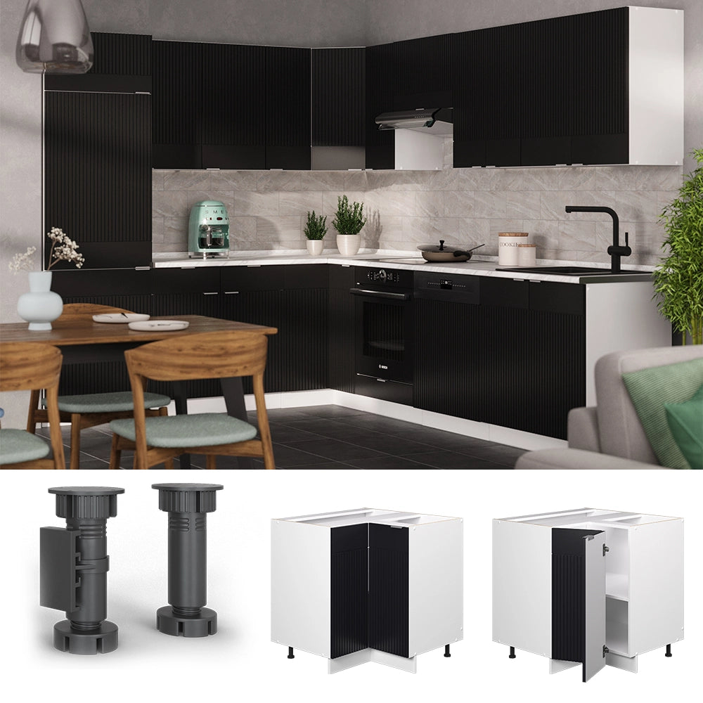 Vicco Mobile ad angolo cucina Nero a righe 80.5 cm senza piano di lavoro