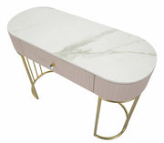 Consolle Abstraktes , Tavolo multiuso, Mobiletto d'appoggio, Scrivania da corridoio, 100x40 h75 cm, Rosa e Bianco