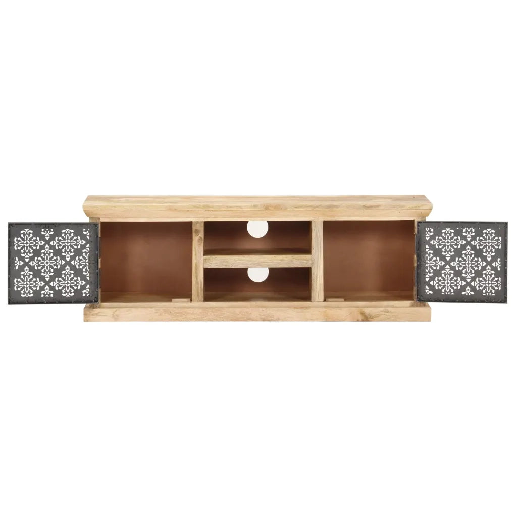 Mobile Porta TV Ante in Acciaio 120x30x40 cm Mango Massello 289095