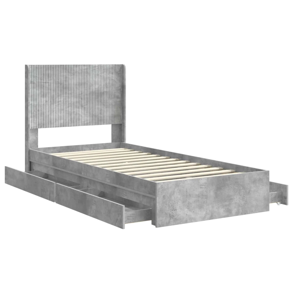 Struttura del letto con stoccaggio e testata Grigio Cemento 3414064