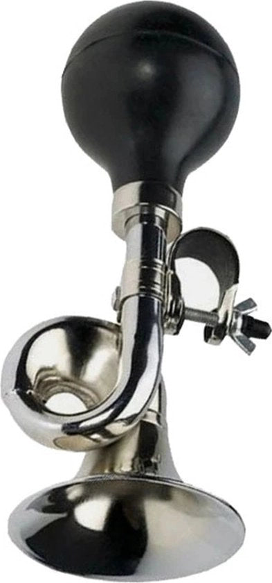 Tromba da Bicicletta Tradizionale - Argento - Metallo e Gomma - Tromba da Bicicletta Avviso