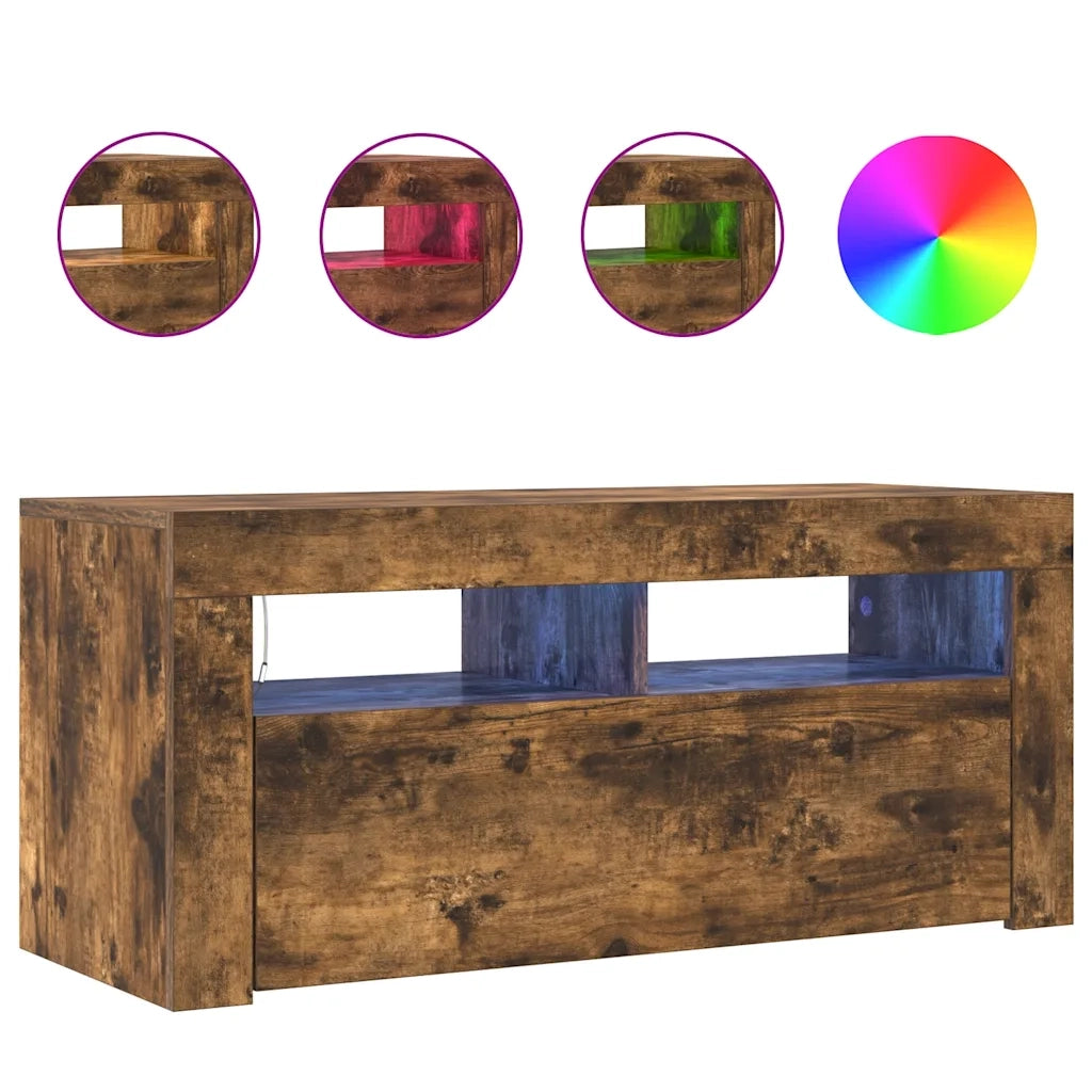 Mobile Porta TV con Luci LED Rovere Fumo 90x35x40 cm cod mxl 23127