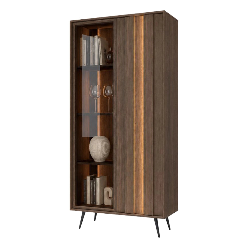 Mobile Espositore Katiso, Vetrina 8 Ripiani, 94x40x196h cm Marrone Noce