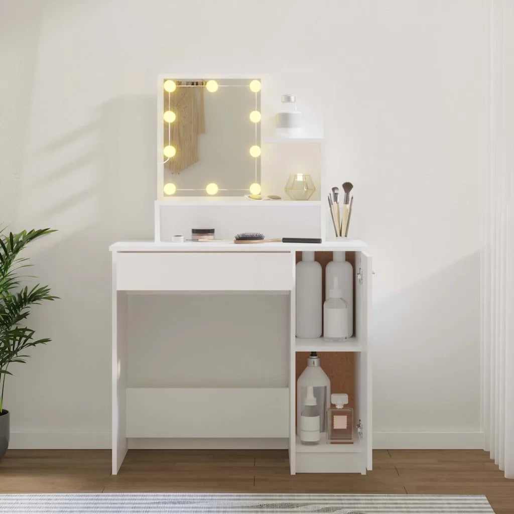 Toeletta con LED Bianca 86,5x35x136 cm 808810